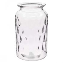 Vaso in vetro con motivo, lanterna in vetro H18,5cm Ø11cm trasparente