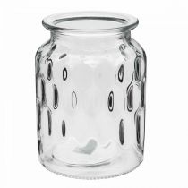 Prodotto Vaso in vetro con motivo, lanterna in vetro trasparente H15cm Ø11cm 2pz