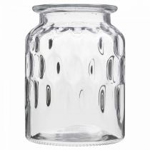 Prodotto Vaso in vetro con motivo, lanterna in vetro trasparente H15cm Ø11cm 2pz