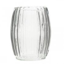Prodotto Vaso in vetro con scanalature, lanterna in vetro trasparente H15cm Ø11,5cm