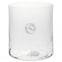 Vaso cilindrico in vetro Crackle chiaro, satinato Ø13cm H13,5cm