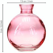 Prodotto Vasi in vetro rosa a forma di bulbo, mini vasi retrò Ø7,5 cm H9 cm, 6 pezzi