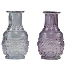 Prodotto Vasi di vetro mini vasi viola chiaro viola stile retrò H13cm 2 pezzi