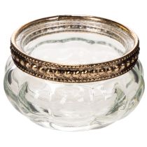 Prodotto Portacandele in vetro con bordo decorativo in metallo, 6 cm, 4 pezzi