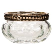 Prodotto Portacandele in vetro con bordo decorativo in metallo, 6 cm, 4 pezzi