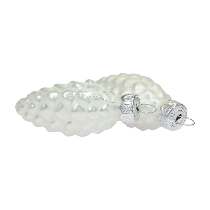 Coni di vetro Decorazioni natalizie vetro bianco Ø2,5 cm 6 cm 10 pezzi