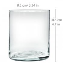 Vaso rotondo in vetro, cilindro in vetro trasparente Ø9cm H10,5cm