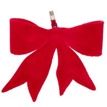 Prodotto Fiocco decorativo rosso con clip. Decorazione natalizia versatile. 11 cm, 4 pezzi.