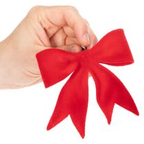 Prodotto Fiocco decorativo rosso con clip. Decorazione natalizia versatile. 11 cm, 4 pezzi.
