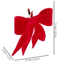 Prodotto Fiocco decorativo rosso con clip. Decorazione natalizia versatile. 11 cm, 4 pezzi.