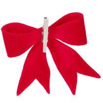 Prodotto Fiocco decorativo rosso con clip. Decorazione natalizia versatile. 11 cm, 4 pezzi.