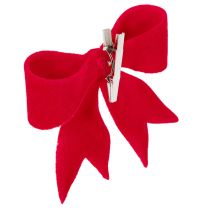 Prodotto Fiocco decorativo rosso con clip. Decorazione natalizia versatile. 11 cm, 4 pezzi.