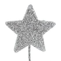 Stella glitterata argento 5 cm sul filo L22 cm 48 pezzi