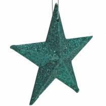 Prodotto Set di stelle glitterate appendiabiti e decorazioni a dispersione smeraldo, verde chiaro 9cm/5cm 18 pezzi