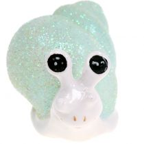 Figura decorativa lumaca glitter menta/rosa 8cm 6pz