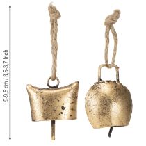 Prodotto Campanelle decorazioni per albero di Natale in metallo vintage oro 5 cm 8 pezzi