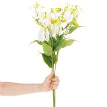 Prodotto Fiore artificiale Gloriosa, bianco e giallo, elegante ramo fiorito decorativo, 80 cm, 3 pezzi