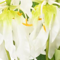 Prodotto Fiore artificiale Gloriosa, bianco e giallo, elegante ramo fiorito decorativo, 80 cm, 3 pezzi