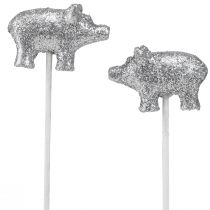 Prodotto Portafortuna di capodanno portafortuna su un bastone argento 3cm 6pz
