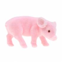 Maialino fortunato rosa floccato 9cm 6 pezzi