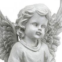 Tomba Angelo Figura Angelo Bagno per uccelli Decorazione tomba H26cm