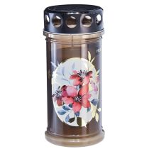Prodotto Candele per tomba, luci per tomba marroni, fiori, Ø7,5 cm, altezza 16,5 cm, 6 pezzi