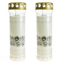 Prodotto Candele gravi rose bianche luce di lutto Ø7cm H23,5cm 100h 2 pezzi