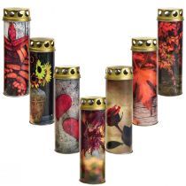 Candele funerarie lutto candele motivi autunnali colore Ø6cm H20cm 6 pezzi