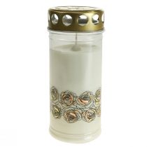 Prodotto Candele tombali rose bianche lutto lumino commemorativo Ø7cm H18cm 130h 2pz