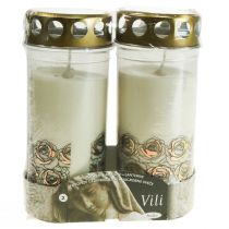 Prodotto Candele gravi rose bianche luce funebre luce commemorativa Ø7cm H18cm 90h 2 pezzi
