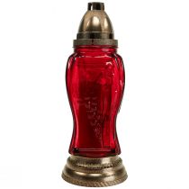 Lanterna per tomba di angelo in vetro con luce per tomba rossa Ø11cm H28.5cm