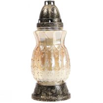 Rose di viticci in vetro luminoso per tomba H26cm Ø12cm fumè oro 24-30h
