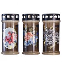 Prodotto Candele con motivo luci gravi fiori Ø7,5 cmH16,5 cm 3 giorni 3 pz