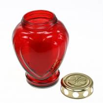Prodotto Luce tombale cuore rosso 11,5cm x 8,5cm H17,5cm 4 pezzi