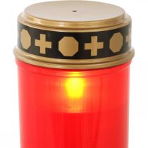 Timer a batteria LED rosso luce tombale Ø6,5 cm H12,5 cm