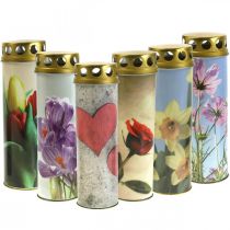 Luce tombale con motivo, decoro a lutto Ø6cm H20cm 6pz