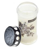 Prodotto Candele gravi candele bianche con motivo fiori Ø7,5 cm H16,5 cm 3 pezzi