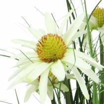 Erba con echinacea artificialmente nel vaso bianco 52 cm
