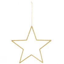 Prodotto Stelle decorative dorate scintillanti da 24 cm da appendere - Set di 6 decorazioni natalizie