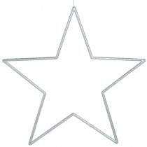 Prodotto Grandi stelle decorative decorazione glitter argento da appendere 24 cm 6 pz