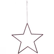 Prodotto Grandi stelle decorative da appendere, 24 cm, glitter color bacca, decorazione natalizia, set da 6