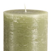 Prodotto Set di 2 grandi candele a colonna verde oliva, candele decorative per la decorazione della tavola e l'atmosfera della casa, 85x200 mm, lunga durata di combustione