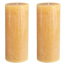 Prodotto Set di candele a colonna XXL, color miele, crea un'atmosfera accogliente, 85x200 mm, durata di combustione 100 ore, confezione da 2