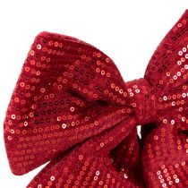 Prodotto Grande fiocco di velluto con paillettes rosso scuro 20×22cm 2 pezzi
