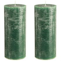 Prodotto Set di 2 candele a colonna, verde scuro, 85x200 mm – Candele decorative eleganti e durature per un'atmosfera suggestiva