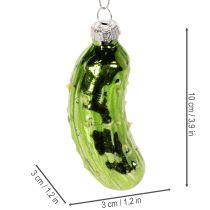Prodotto Cetriolino di Natale in vetro, decorazione per albero di Natale da appendere, 7 cm, 4 pezzi
