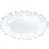 Prodotto Piatto natalizio piatto decorativo in metallo con stelle bianco Ø34cm