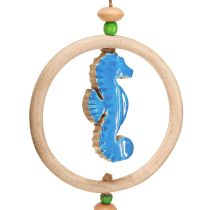Prodotto Decorazione sospesa carillon marittimo a vento in legno naturale blu H35cm 3pz