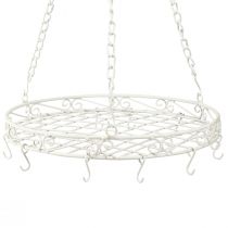 Prodotto Vassoio decorativo da appendere in metallo con ganci in bianco Ø29,5 cm H55 cm