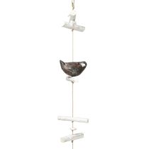 Prodotto Decorazione sospesa estiva in legno a forma di uccello marrone naturale bianco 118cm